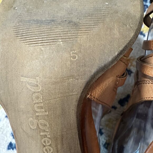 Paul Green Christy Leather Sandals Womens Size 5 US 7.5 Stacked Heel Cutouts Mod - Picture 10 of 11